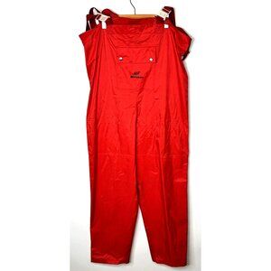 Vintage Wetskins Mens Overall Bib PVC Waterproof Workwear Jumpsuit Red Large
